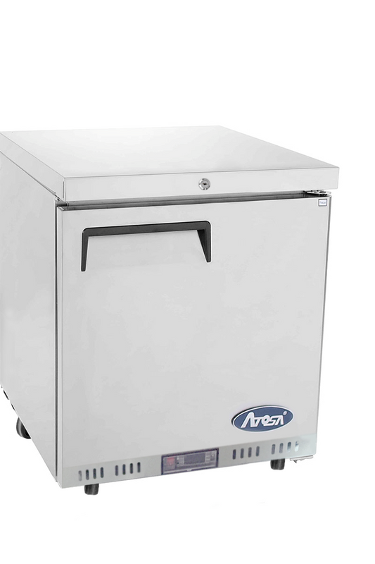 Light Gray Atosa MBC24F Single Door Stainless Steel Undercounter Freezer, 145 Litres - Contact Us For Availability