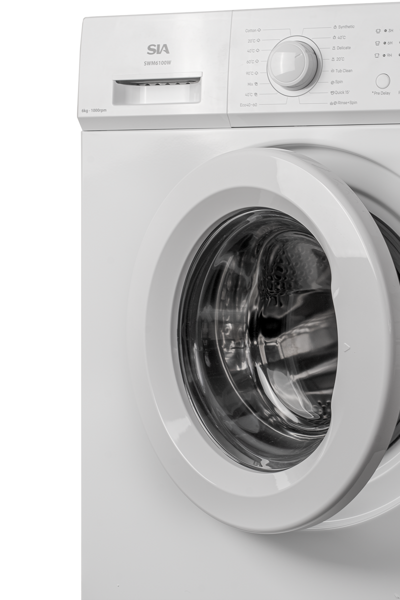 Gray SIA 6kg 1000RPM Washing Machine in White