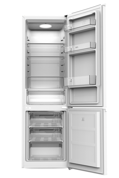 Light Gray SIA White Freestanding 268L Combi Fridge Freezer