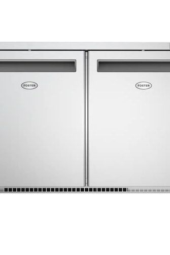 Light Gray Foster HR360/13-117 Double Door Undercounter Cabinet Refrigerator, 360 Litres - In Stock