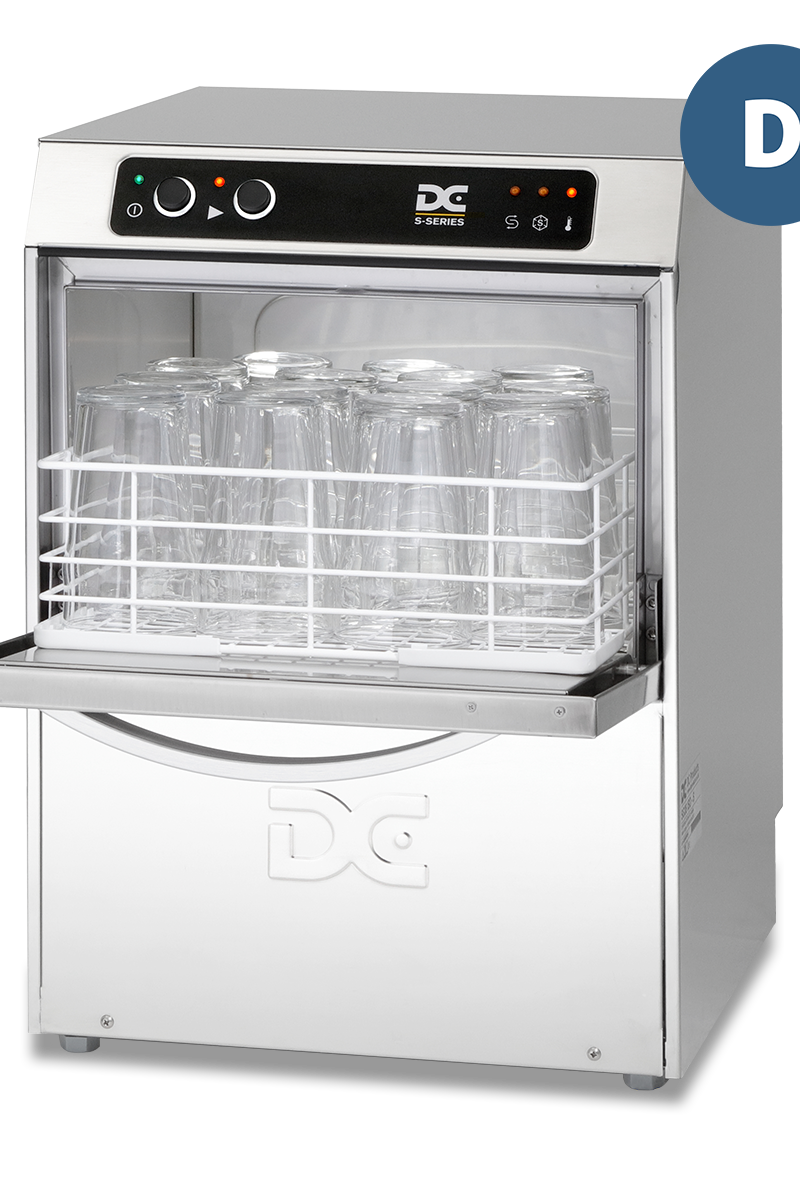 Light Gray DC SG35D Standard Range 350mm Basket Frontloading Commercial Glasswasher with Drain Pump, 14 Pint Capacity - Contact Us For Availability