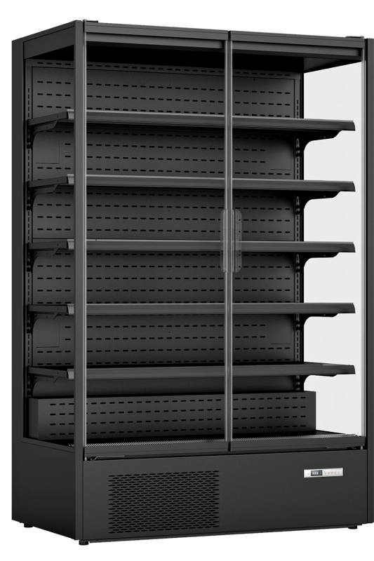 Dark Slate Gray Prodis XMD1250-P-FGD-K Panoramic Glass Door Black Multideck, 1292 Litres - Contact Us For Availability