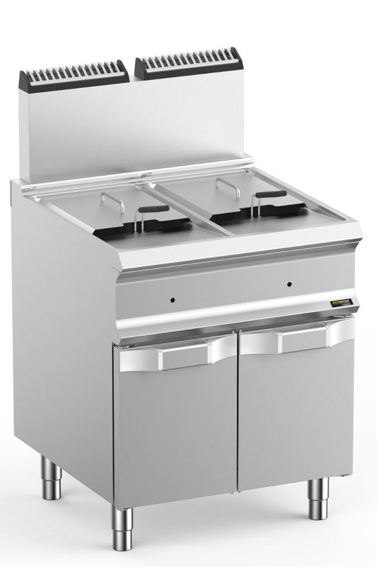 Light Gray Hobart Ecomax HEFRG77A Floorstanding Double Basket Gas Fryer, 2 x 14 Litres - Contact Us For Availability