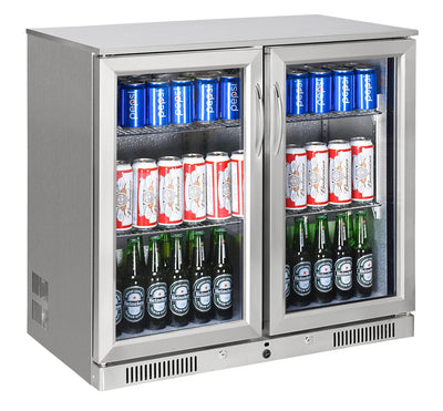 Sterling Pro Green SP2HC-STS Double Door Stainless Steel Bottle Cooler, 180 x 330ml Bottles - In Stock