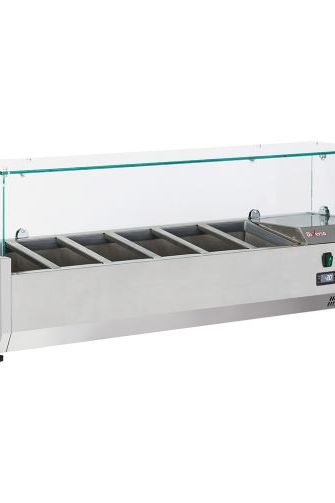 Light Gray Diverso WR-SX14-V2 Refrigerated structure 6x GN1/4 - 150 mm, with sneezeguard - Contact Us For Availability