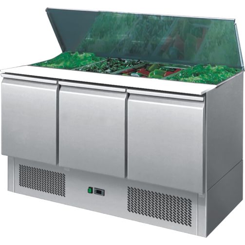 Dark Gray Ice-A-Cool ICE3850GR 3 Door Refrigerated Saladette Preparation Counter, 380 Litres - Contact Us For Availability