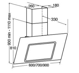 CDA 90cm Angled Chimney Extractor Hood - Black - Core Appliances