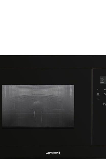 Black SMEG Linea 21L Microwave Oven, with Electric Grill