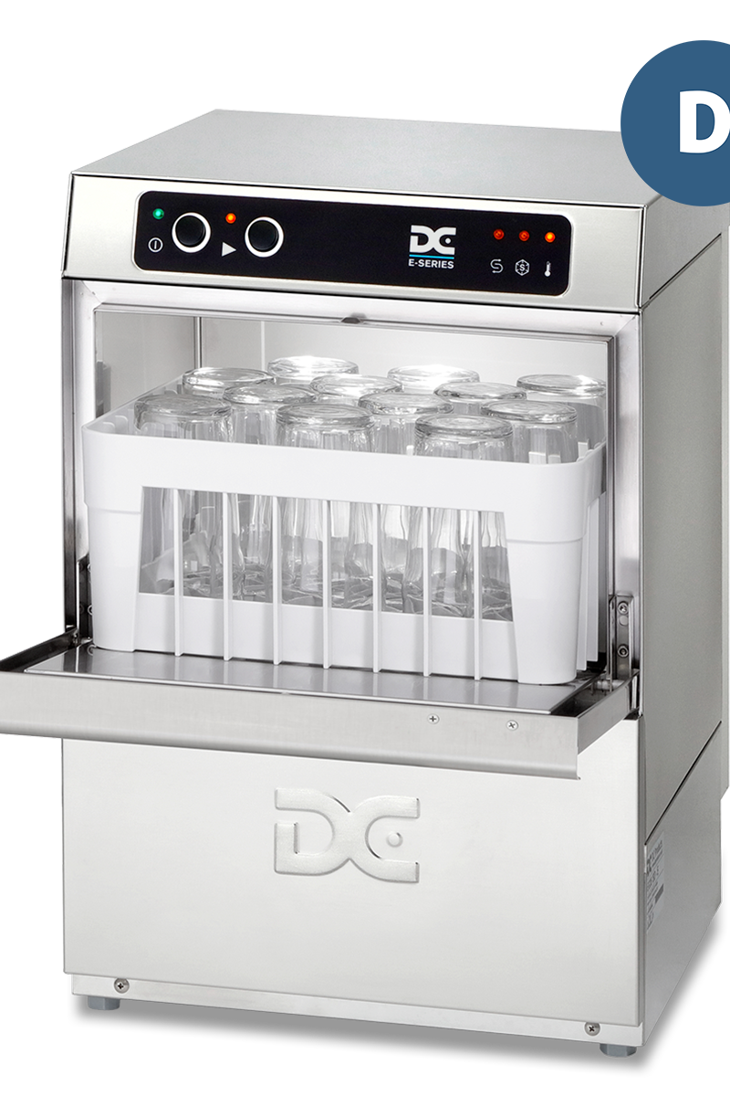 Light Gray DC EG35D Economy Range 350mm Basket Frontloading Commercial Glasswasher with Drain Pump, 12 Pint Capacity - Contact Us For Availability