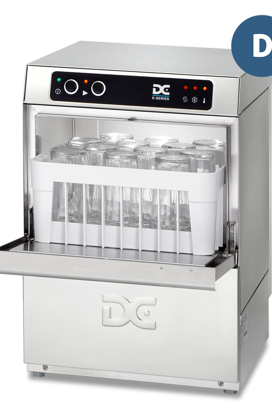 Light Gray DC EG35D Economy Range 350mm Basket Frontloading Commercial Glasswasher with Drain Pump, 12 Pint Capacity - Contact Us For Availability