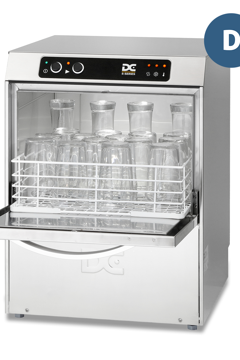Light Gray DC SG40D Standard Range 400mm Basket Frontloading Commercial Glasswasher with Drain Pump, 18 Pint Capacity - Contact Us For Availability