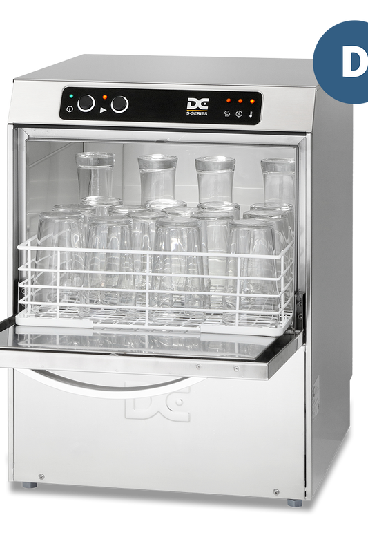 Light Gray DC SG40D Standard Range 400mm Basket Frontloading Commercial Glasswasher with Drain Pump, 18 Pint Capacity - Contact Us For Availability