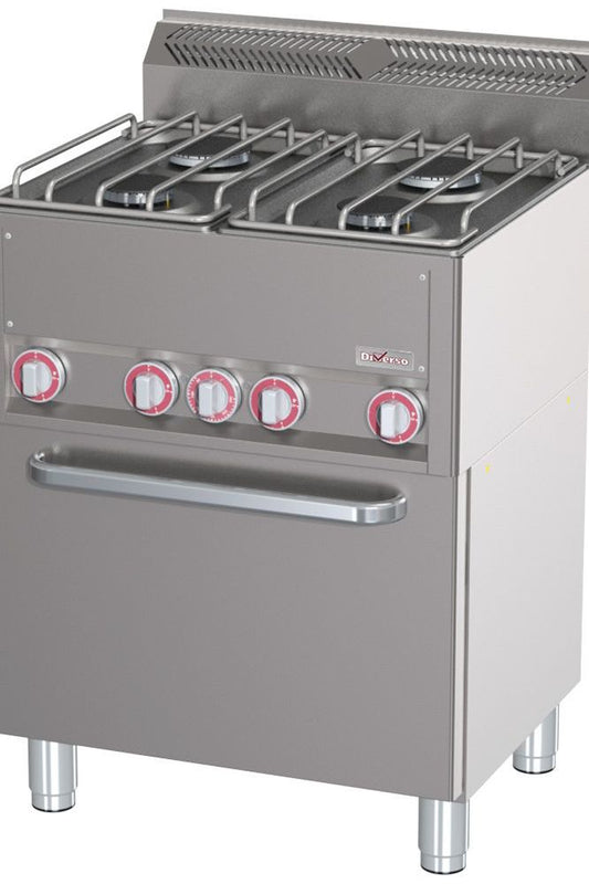 Light Slate Gray Diverso WR-G4CF-20 Range 4 burners with convection oven GN1/1 - Contact Us For Availability