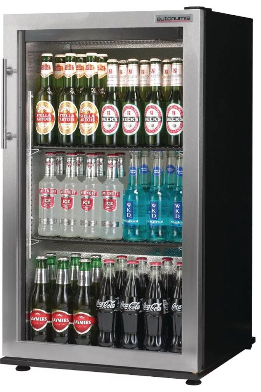 Dark Slate Gray Autonumis RNC00002 Popular Single Door Stainless Steel Bottle Cooler, 87 x 330ml Bottles / 144 x 330ml Cans - Contact Us For Availability