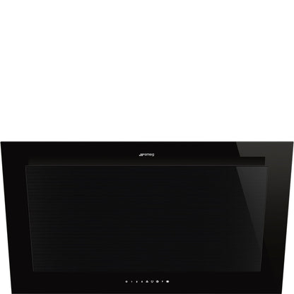 Black SMEG Linea Angled Chimney Hood, 900 mm