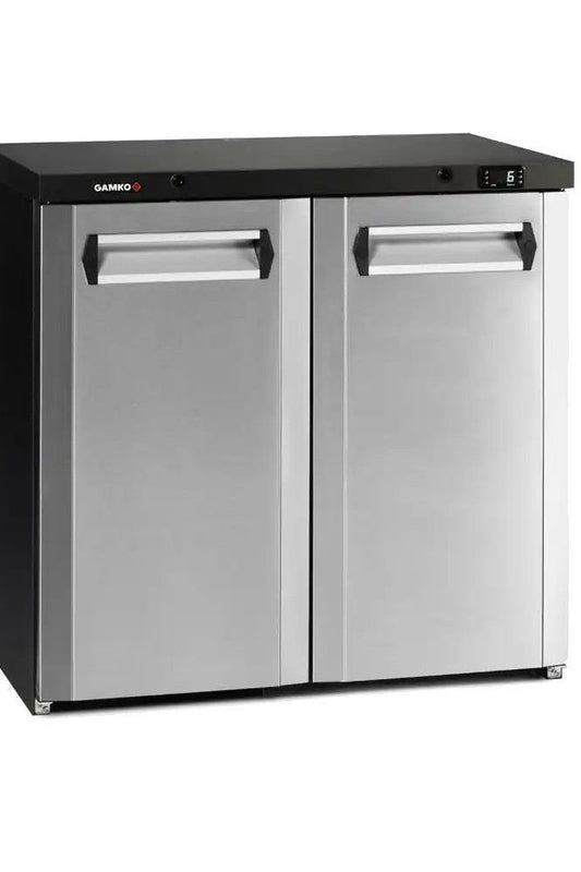 Gray Gamko LG3-250CS Maxiglass Low Height Stainless Steel Double Door Bottle Cooler, 204 Litres - Contact Us For Availability