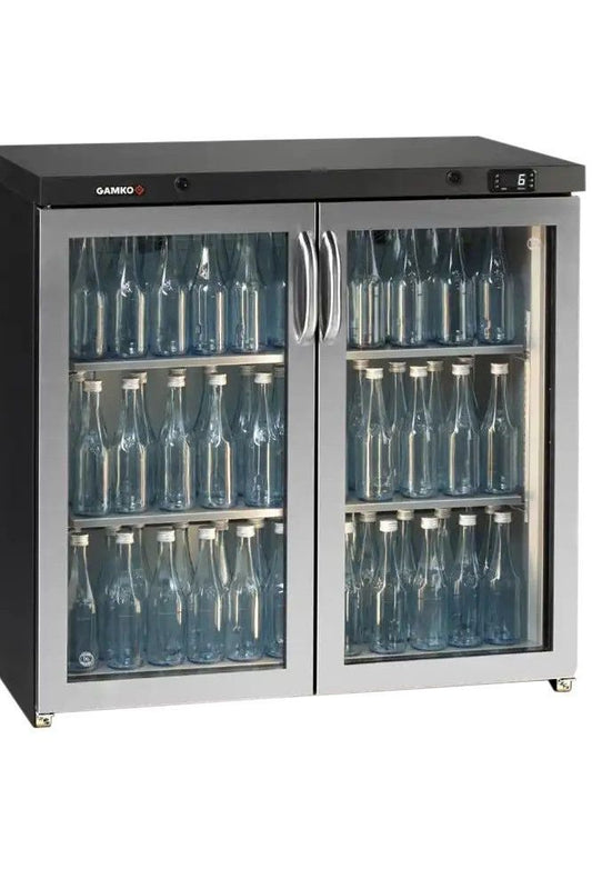 Dim Gray Gamko LG3-250GCS Maxiglass Low Height Stainless Steel Framed Glass Double Door Bottle Cooler, 204 Litres - Contact Us For Availability