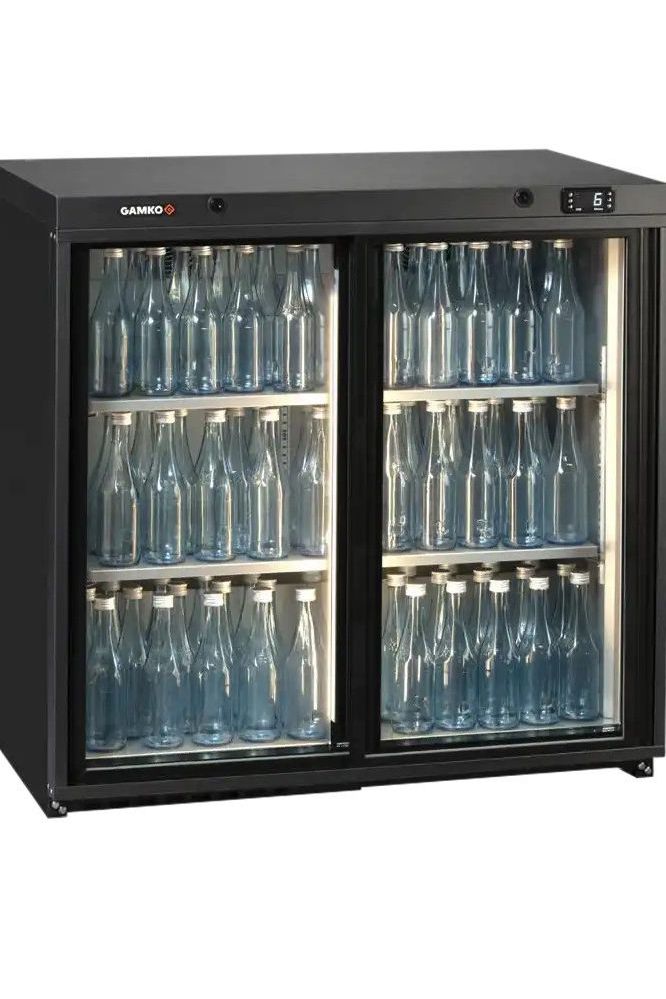 Dark Slate Gray Gamko LG3-250SD Maxiglass Low Height Sliding Glass Double Door Bottle Cooler, 204 Litres - Contact Us For Availability
