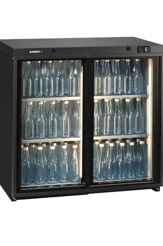Dark Slate Gray Gamko LG3-250SD Maxiglass Low Height Sliding Glass Double Door Bottle Cooler, 204 Litres - Contact Us For Availability