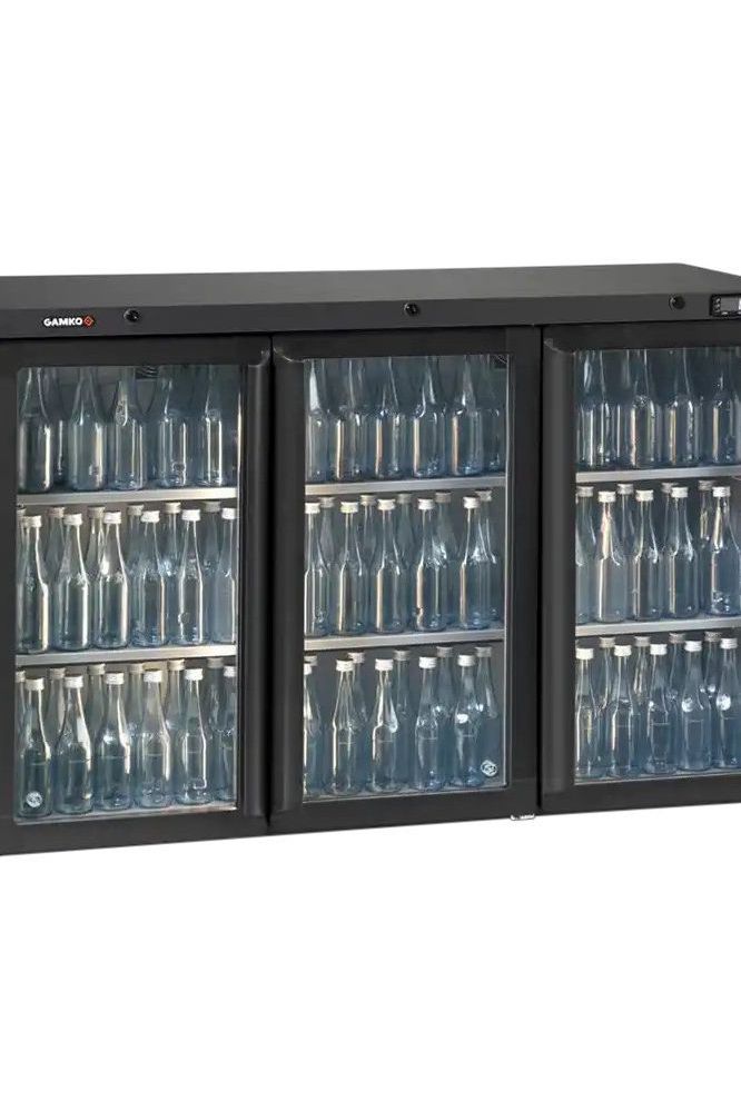 Dark Slate Gray Gamko LG3-250CS Maxiglass Low Height Glass Triple Door Bottle Cooler, 338 Litres - Contact Us For Availability
