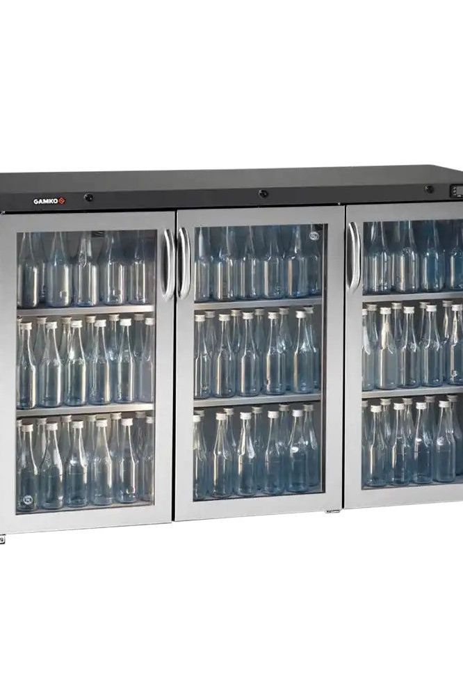 Dark Slate Gray Gamko LG3-315GCS Maxiglass Low Height Stainless Steel Framed Glass Triple Door Bottle Cooler, 338 Litres - Contact Us For Availability