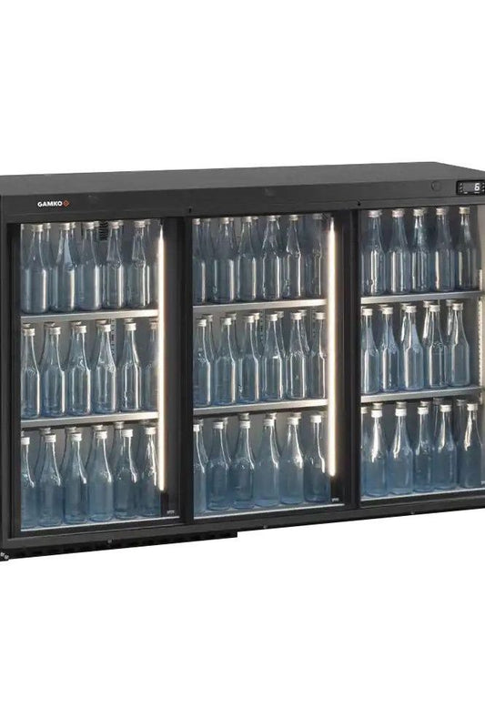 Dark Slate Gray Gamko LG3-250GCS Maxiglass Low Height Sliding Glass Triple Door Bottle Cooler, 338 Litres - Contact Us For Availability