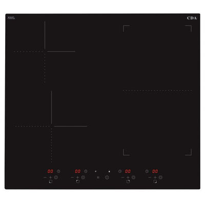 CDA 60cm Four Zone Flexi Induction Hob - Black Glass