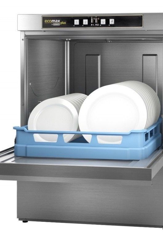Slate Gray Hobart Ecomax F515-11D 500mm Basket Frontloading Commercial Dishwasher with Drain Pump, 18 Plates - Contact Us For Availability