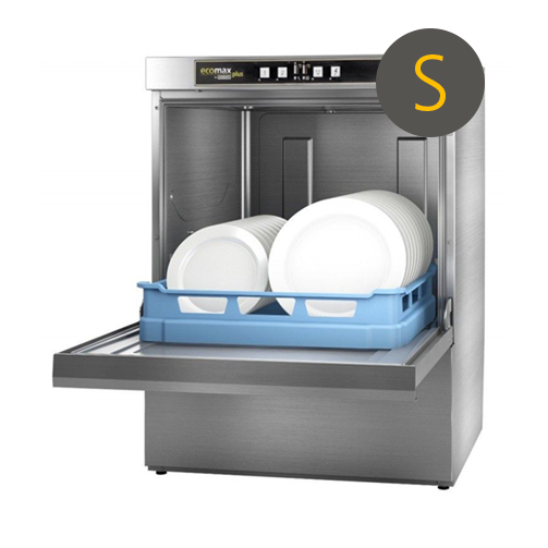 Dim Gray Hobart Ecomax F515S-10D 500mm Basket Frontloading Commercial Dishwasher with Integral Water Softener & Drain Pump, 18 Plates - Contact Us For Availability