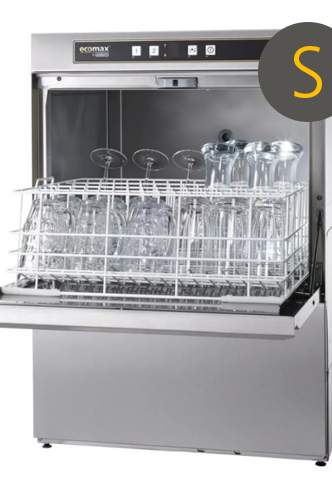 Dark Gray Hobart Ecomax G504S-10C 500mm Basket Frontloading Commercial Glasswasher with Integral Water Softener & Drain Pump, 25 Pint Capacity - Contact Us For Availability
