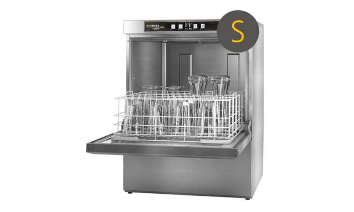 Slate Gray Hobart Ecomax G515S-10D 500mm Basket Frontloading Commercial Glasswasher with Integral Water Softener & Drain Pump, 25 Pint Capacity - Contact Us For Availability