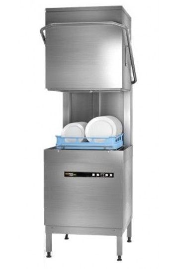 Light Slate Gray Hobart Ecomax Plus H615W-10D 500mm Basket Hood / Passthrough Dishwasher with Drain Pump, 18 Plates - Contact Us For Availability