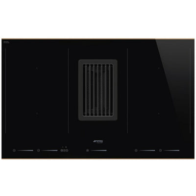 Smeg 83cm Induction Hob with Integrated Extractor - Black