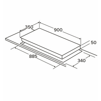 CDA 90cm Four Zone Linear Induction Hob - Black Glass - Core Appliances
