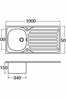 Light Gray KA21SS Stainless steel single bowl sink
