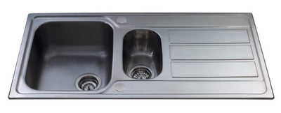 CDA Stainless Steel 1.5 Bowl Kitchen Sink with Drainer