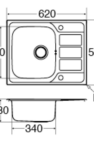 Gray KA55SS Stainless steel single bowl sink with mini drainer