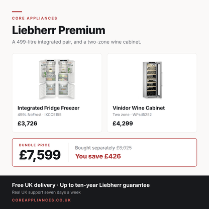 Liebherr premium refrigeration bundle — integrated fridge freezer and Vinidor wine cabinet, £7,599