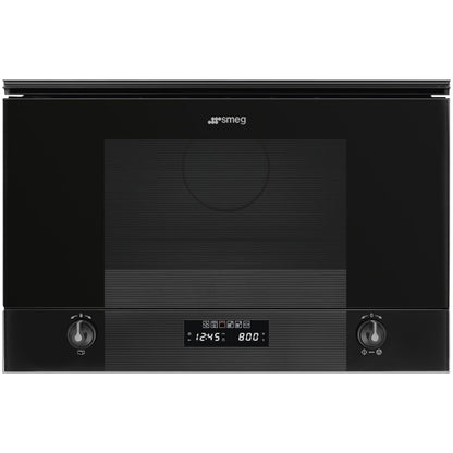 Black SMEG Linea Microwave Oven, with Grill, 320 mm Depth