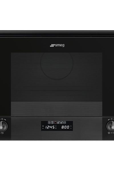 Black SMEG Linea Microwave Oven, with Grill, 320 mm Depth