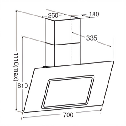 CDA 70cm Angled Chimney Extractor Hood - Black - Core Appliances