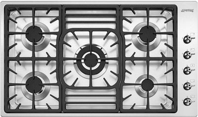 Smeg Classic 87cm Five Burner Ultra Low Profile Gas Hob - Stainless Steel