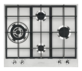 Light Gray SMEG Classic Hob, Gas, With Cast Iron Pan Stands, Four Burners, 600 mm