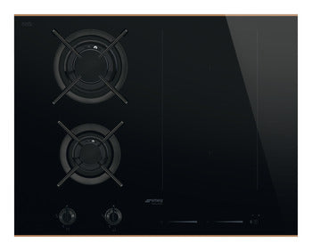 Black SMEG Dolce Stil Novo Mixed Fuel Hob, 650 mm