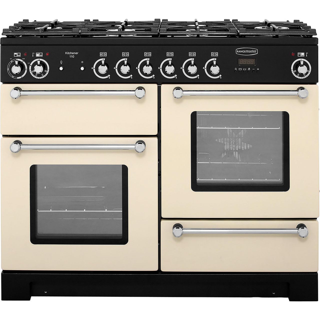 Black Rangemaster Kitchener 110 Range Cooker, Dual Fuel 1100 mm