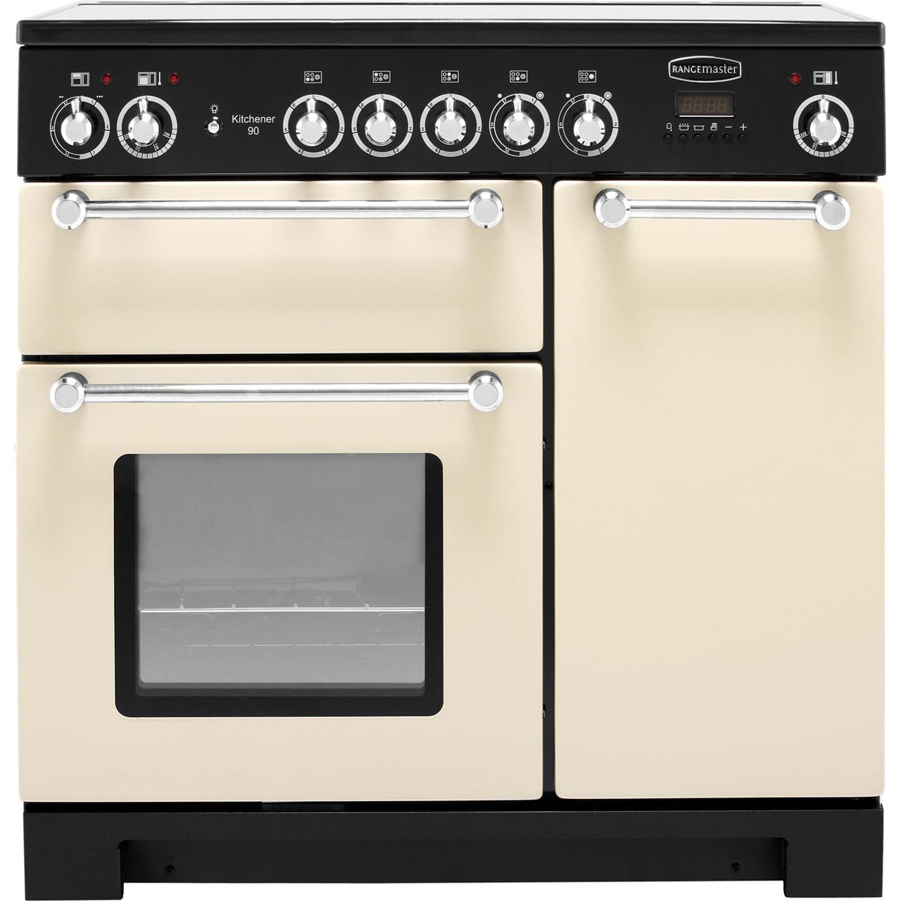 Black Rangemaster Kitchener 90 Range Cooker, Electric Ceramic 900 mm