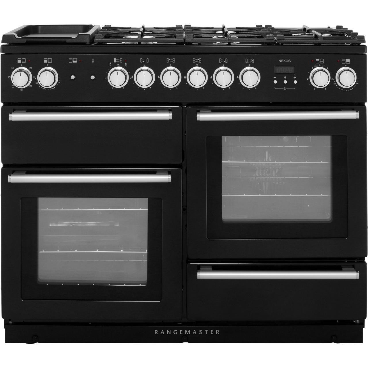 Black Rangemaster Nexus 110 Range Cooker, Dual Fuel 1092 mm