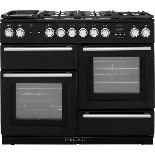 Black Rangemaster Nexus 110 Range Cooker, Dual Fuel 1092 mm
