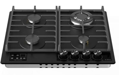 CDA 60cm Four Zone Gas on Glass Hob - Matt Black