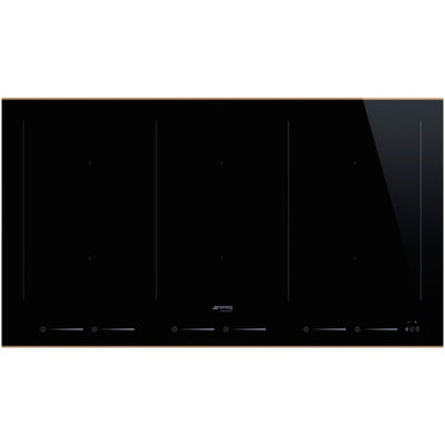 Smeg Dolce Stil Novo 90cm Six Zone Induction Hob - Black with Copper Trim